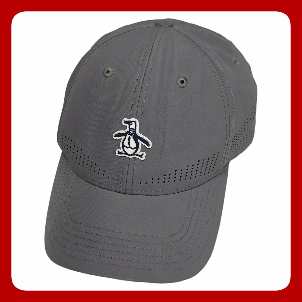 Original Penguin Golf Cap Gray Laser Cut Performance Snapback Hat Mens RN37763